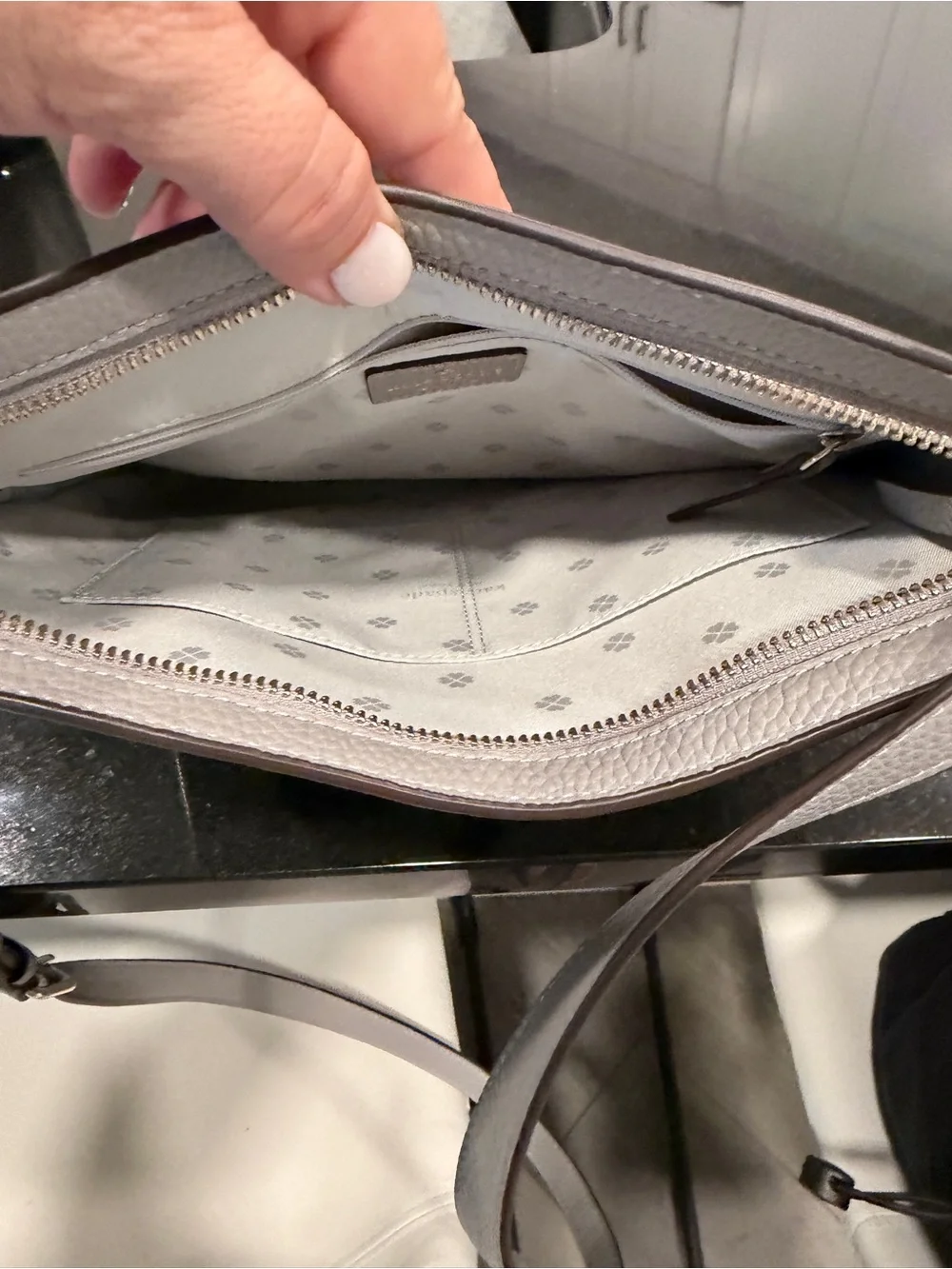 kate spade Pebbled Leather Crossbody in Light Gray - Picture 4 of 4